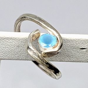 Handcrafted Blue Chalcedony Sterling Bypass Ring